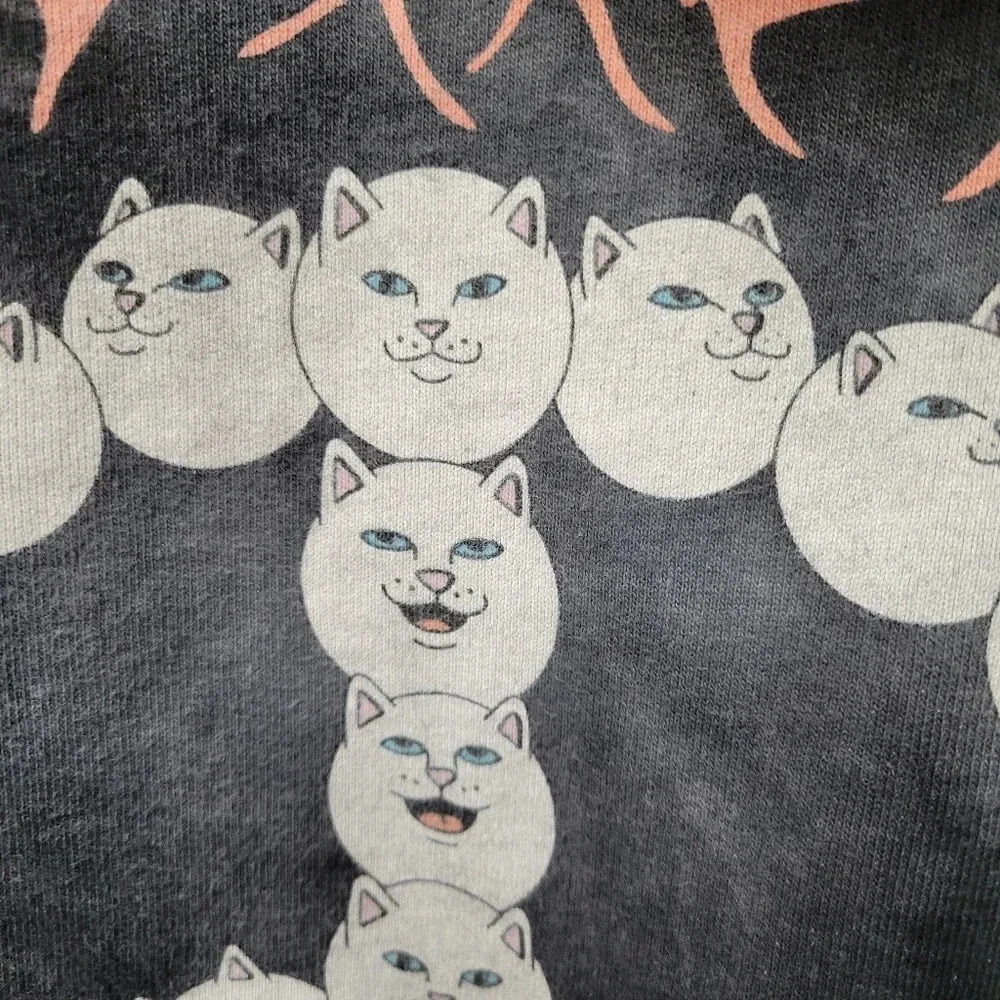 ‼️3/$30‼️ Ripndip Acid Wash Lightening Tie Dye Cat Peace Sign Nerm Hoodie Small - Picture 6 of 12